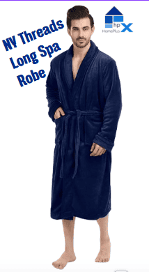NY Threads Luxurious Mens Shawl Collar Fleece Bathrobe Long Spa Robe