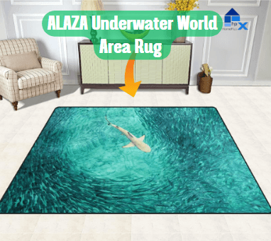 ALAZA Underwater World Shark Hunting Fish Area Rug for Living Room Bedroom
