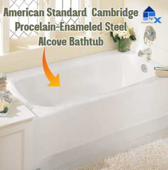 American Standard 2460002.020 Cambridge Procelain-Enameled Steel 60-In X 32-In Alcove Bathtub