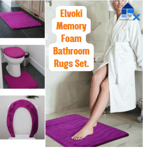 Elvoki Memory Foam Bathroom Rugs Set