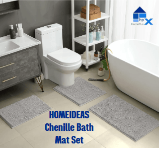 HOMEIDEAS Chenille Bath Mat Set
