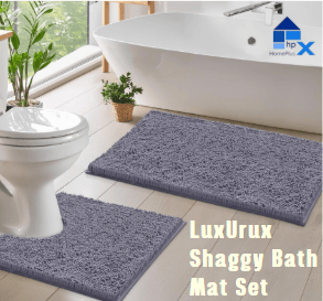 LuxUrux Shaggy Bath Mat Set