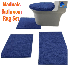 Madeals Bathroom Rug Set with Toilet Lid Cover and Rug Set Combo