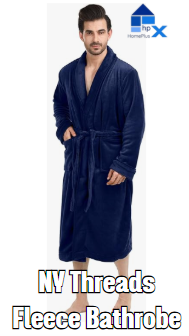 NY Threads Luxurious Mens Shawl Collar Fleece Bathrobe