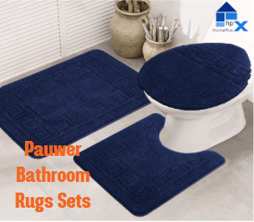 Pauwer Bathroom Rugs Sets with Toilet Lid Cover