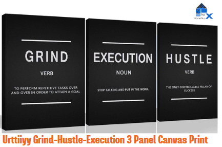 Urttiiyy Grind-Hustle-Execution 3 Panel Canvas Print