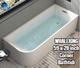 WHALEKING 59 x 28 inch Corner Bathtub