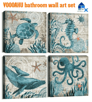 YOOOAHU 4-piece bathroom wall art set
